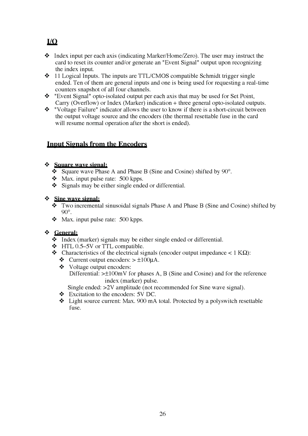 Omega Engineering EN-EIC-325-PCI manual Input Signals from the Encoders, Square wave signal, Sine wave signal, General 