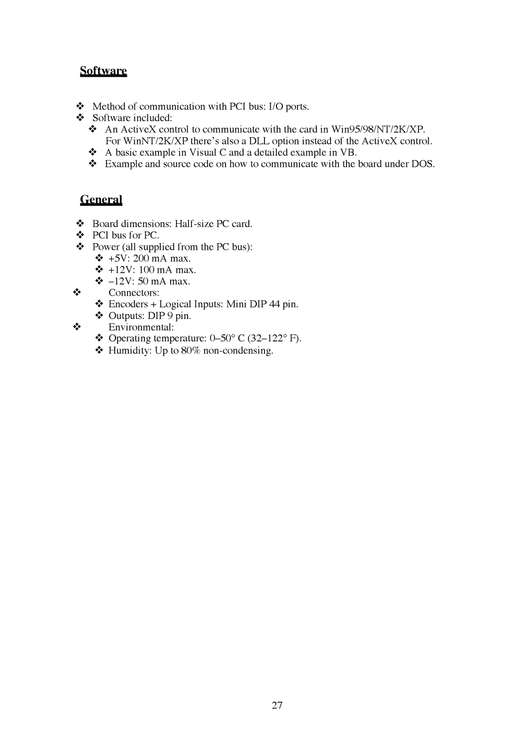 Omega Engineering EN-EIC-325-PCI manual Software, General 