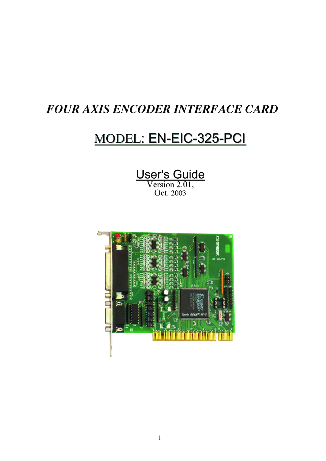 Omega Engineering EN-EIC-325-PCI manual Model 