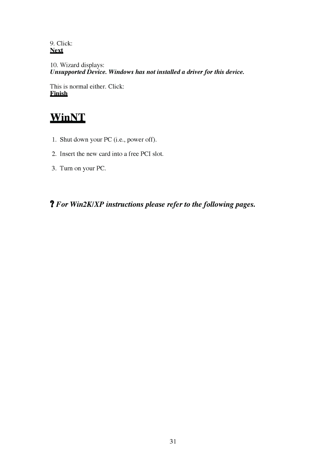 Omega Engineering EN-EIC-325-PCI manual WinNT, Finish 