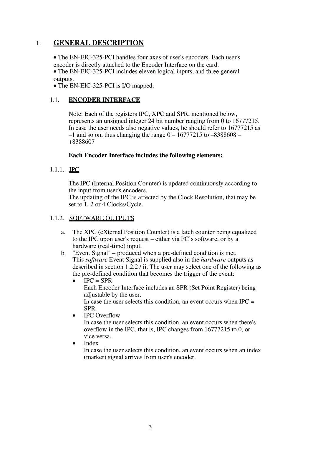 Omega Engineering EN-EIC-325-PCI manual Each Encoder Interface includes the following elements 