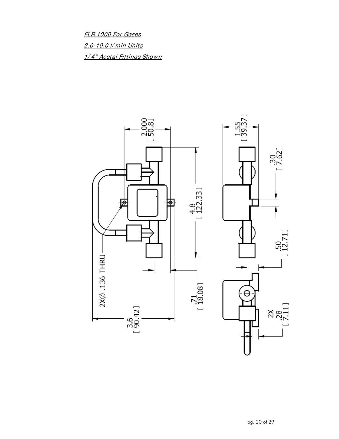 Omega Engineering FLR1000 manual FLR 1000 For Gases 10.0 l/min Units Acetal Fittings Shown 