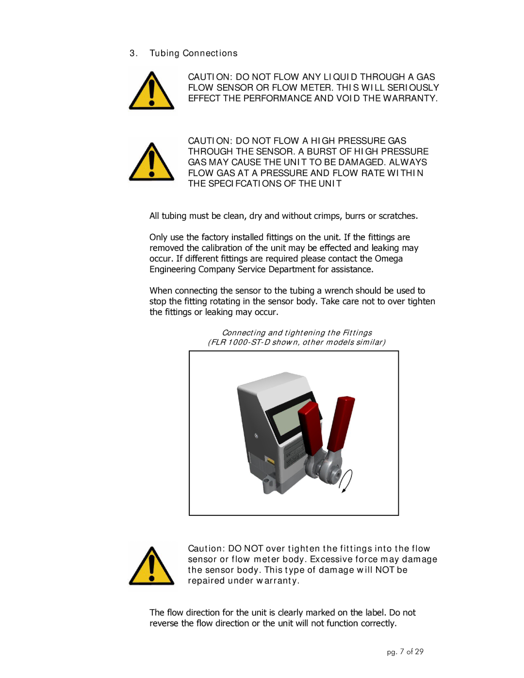 Omega Engineering FLR1000 manual Tubing Connections 