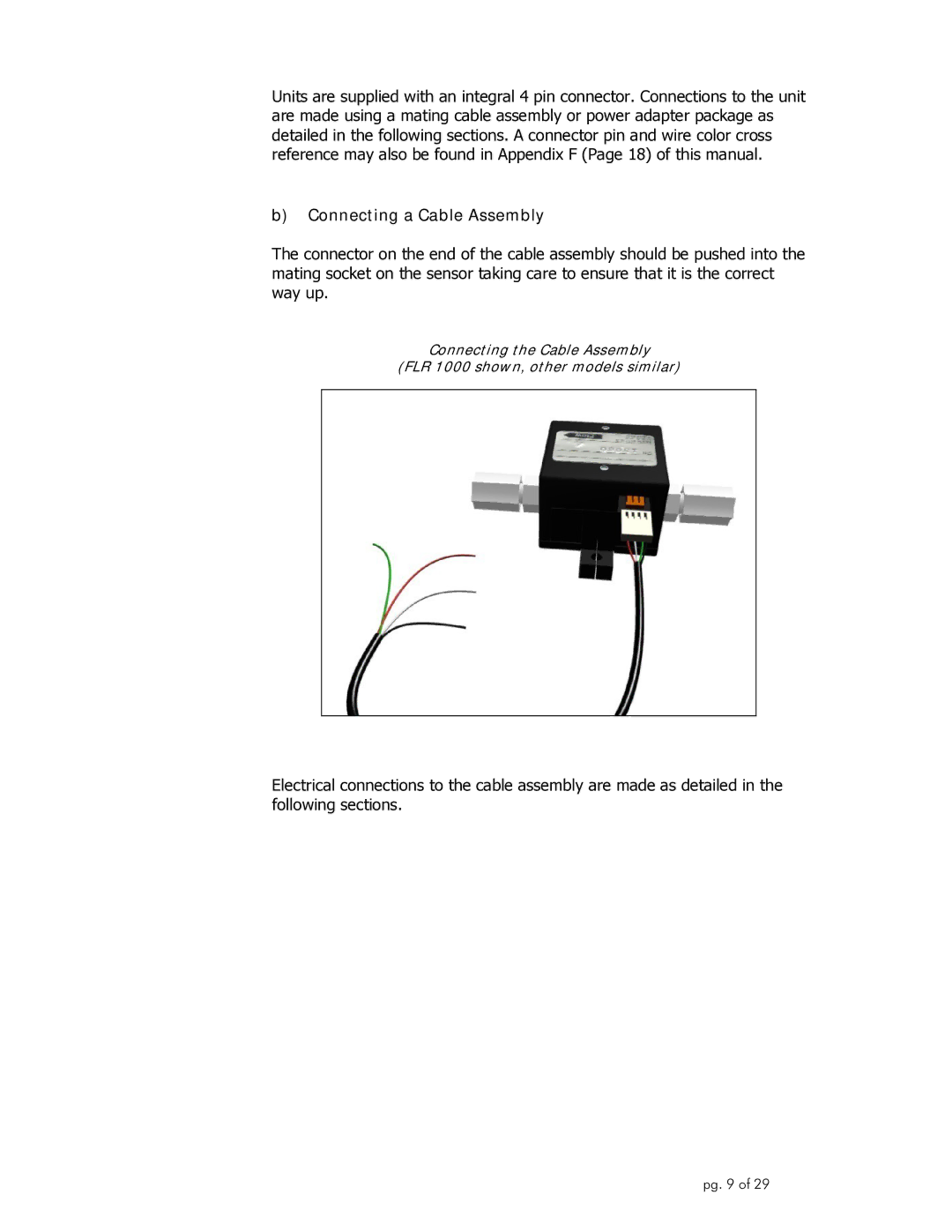 Omega Engineering FLR1000 manual Connecting a Cable Assembly 