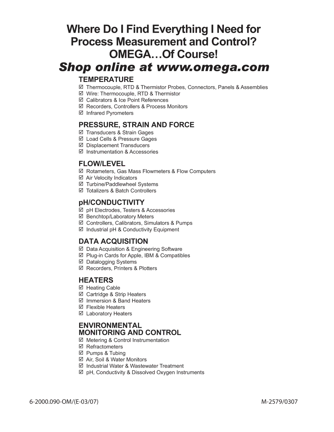 Omega Engineering FP-5060 manual OMEGA…Of Course 