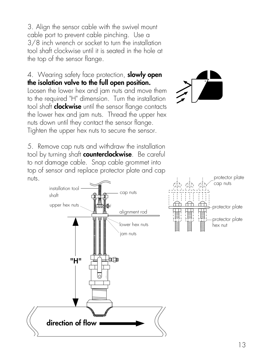 Omega Engineering FP-6000 manual Protector plate Installation tool shaft Upper hex nuts 