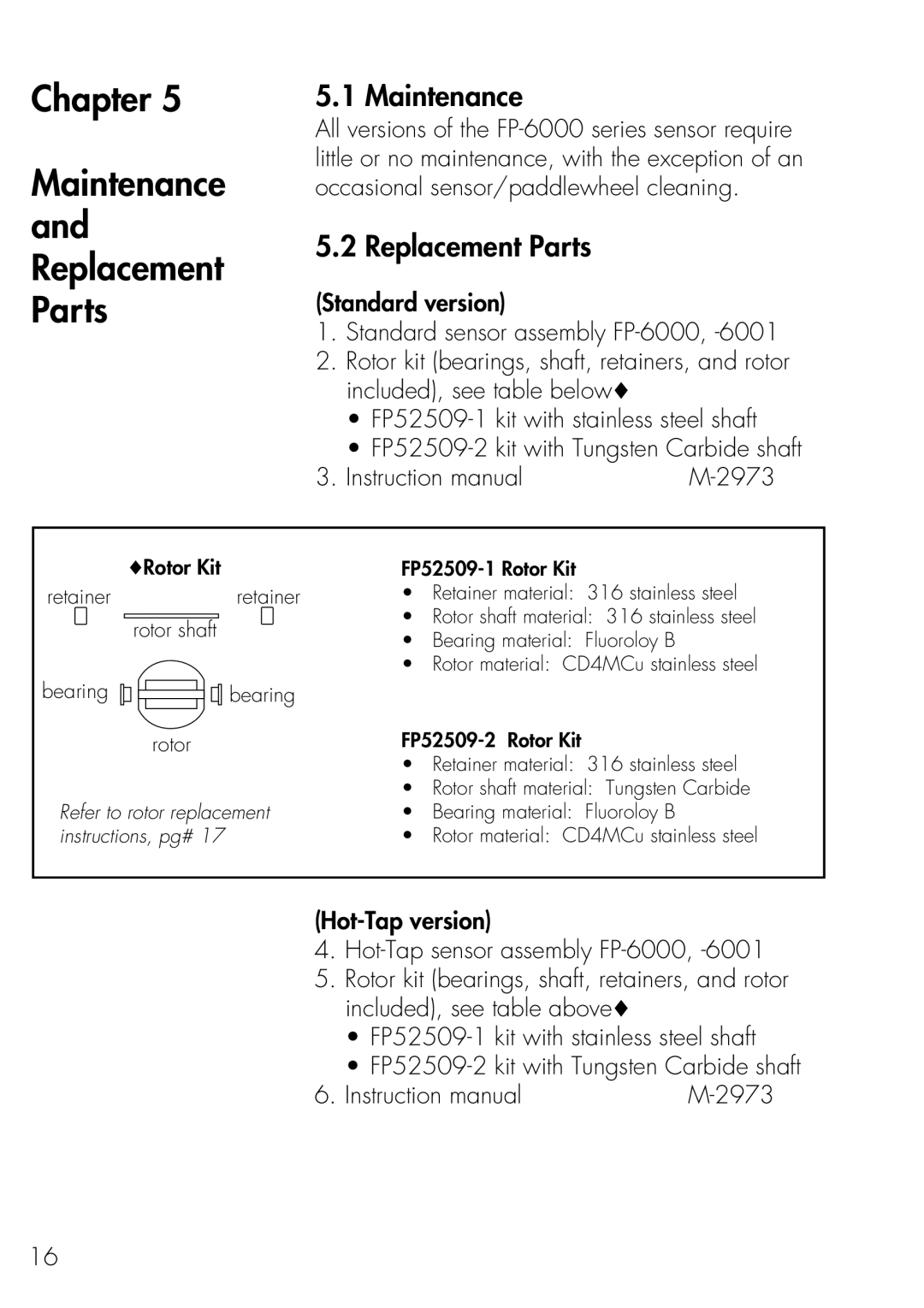 Omega Engineering FP-6000 manual Chapter Maintenance and Replacement Parts 