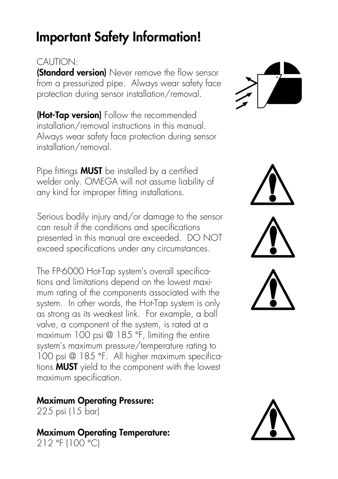 Omega Engineering FP-6000 manual Important Safety Information 