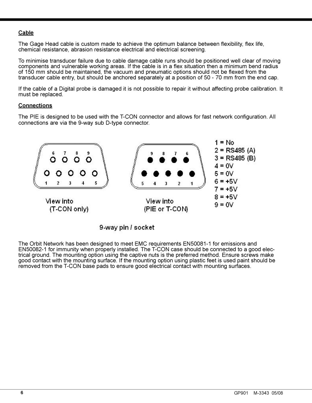 Omega Engineering GP901 manual Cable, Connections 