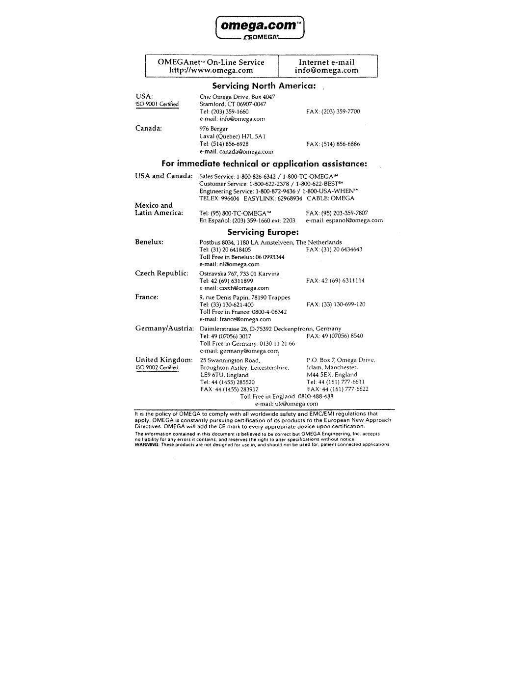 Omega Engineering HCTB-3040 manual 