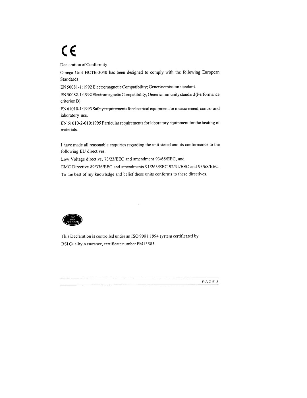 Omega Engineering HCTB-3040 manual 