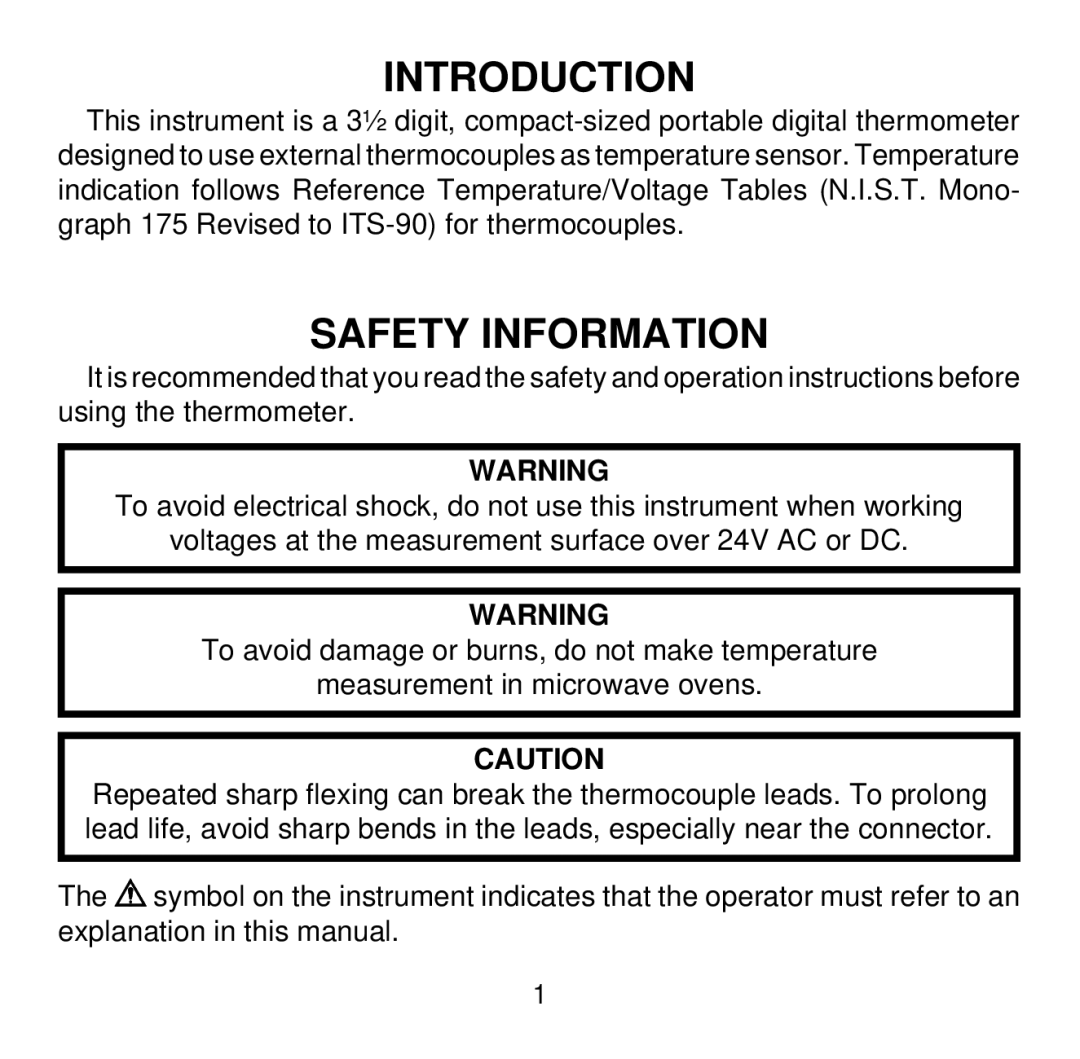 Omega Engineering HH501BR manual Introduction, Safety Information 