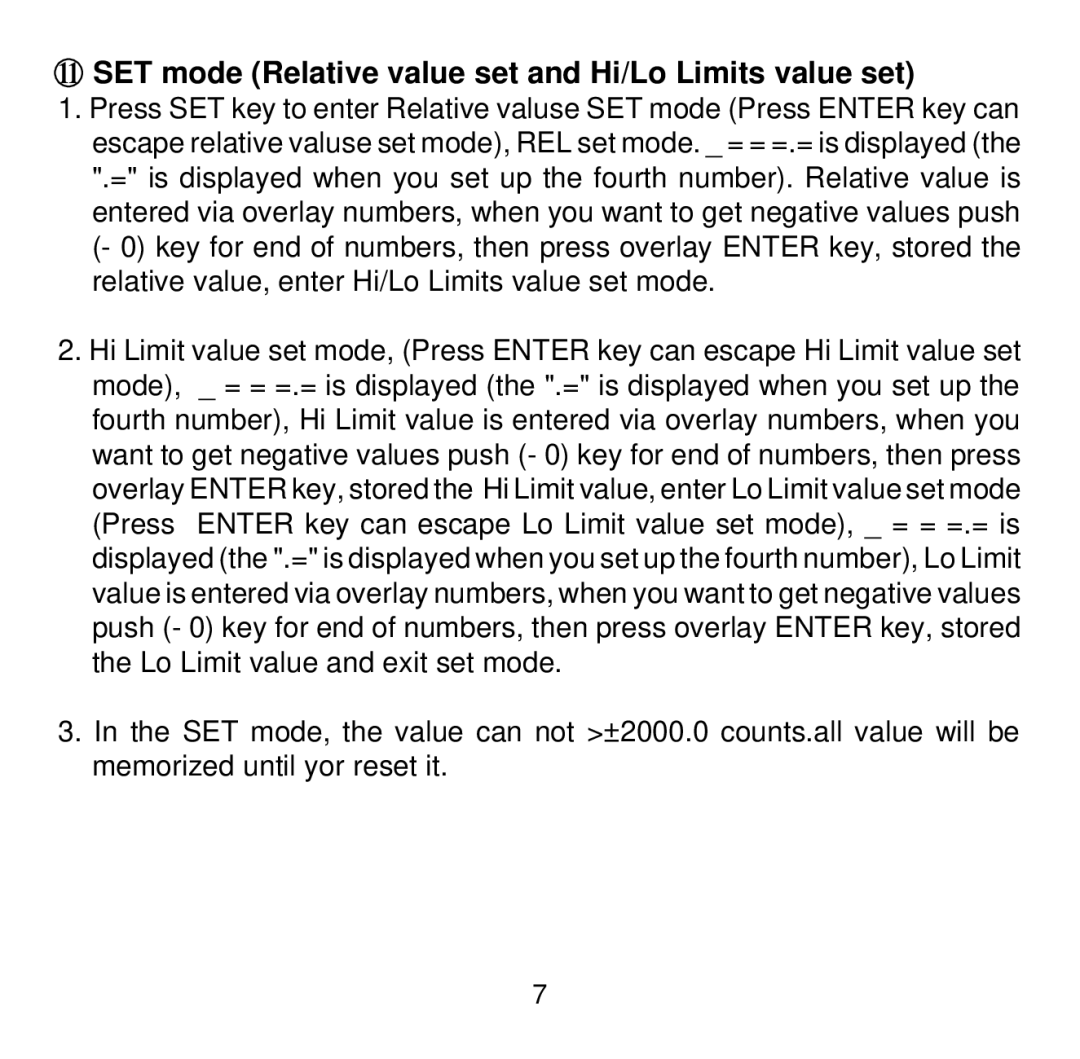 Omega Engineering HH501BR manual SET mode Relative value set and Hi/Lo Limits value set 