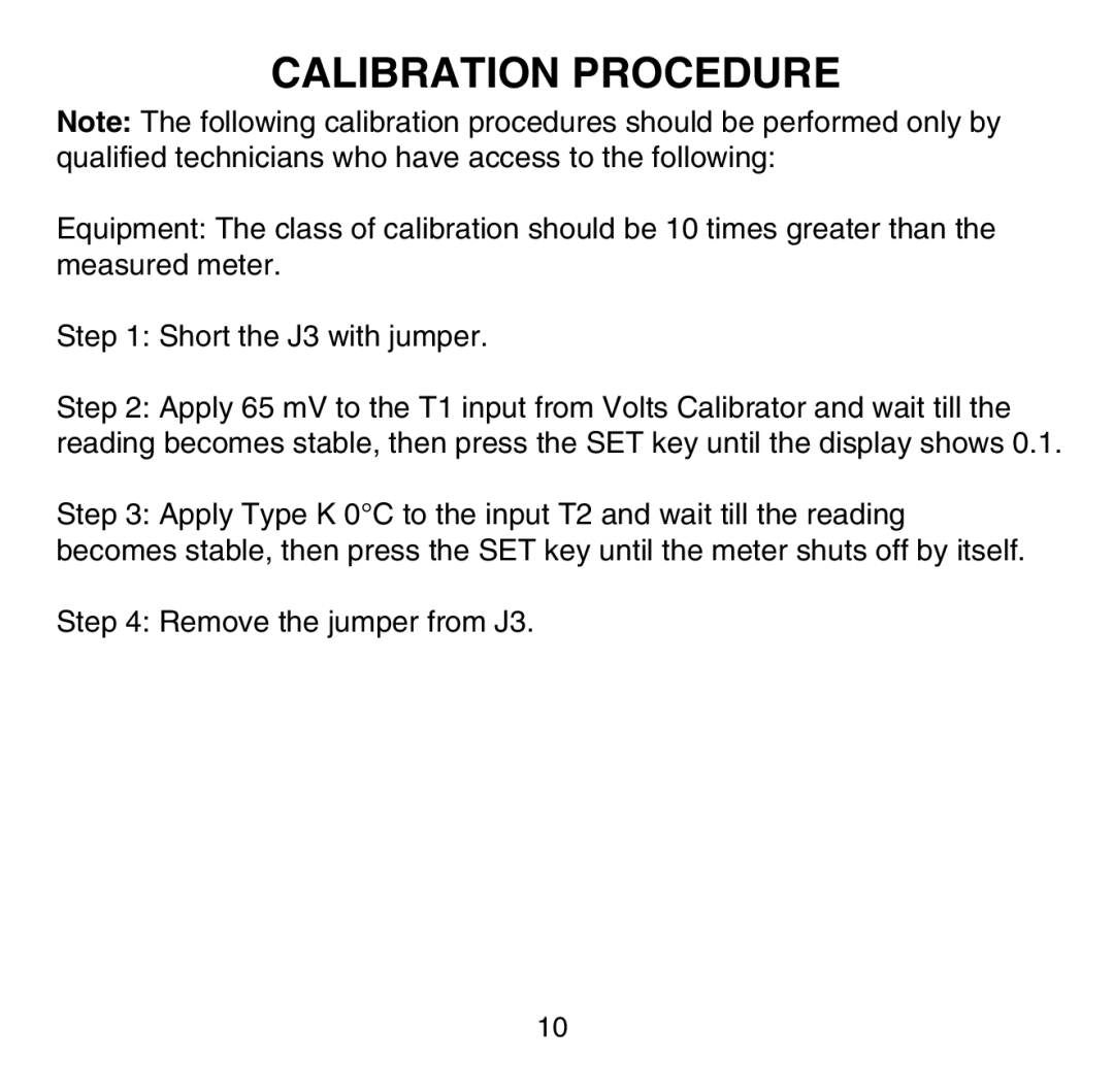 Omega Engineering HH502 manual Calibration Procedure 