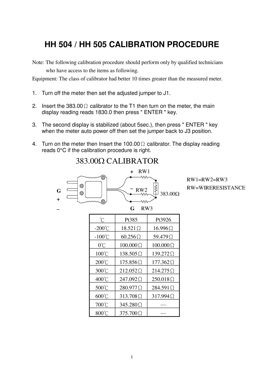 Omega Engineering HH504 manual HH 504 / HH 505 Calibration Procedure 