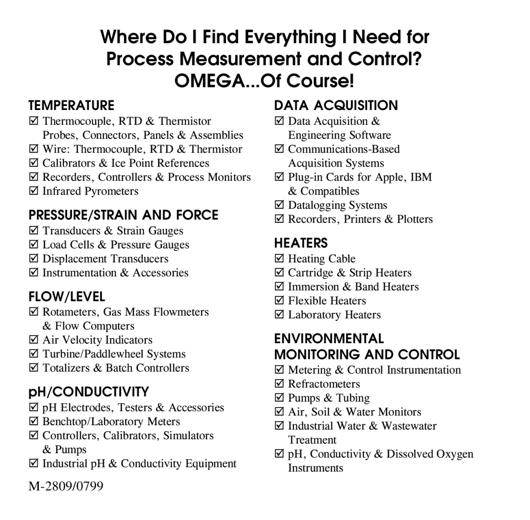 Omega Engineering HH504 manual Temperature 