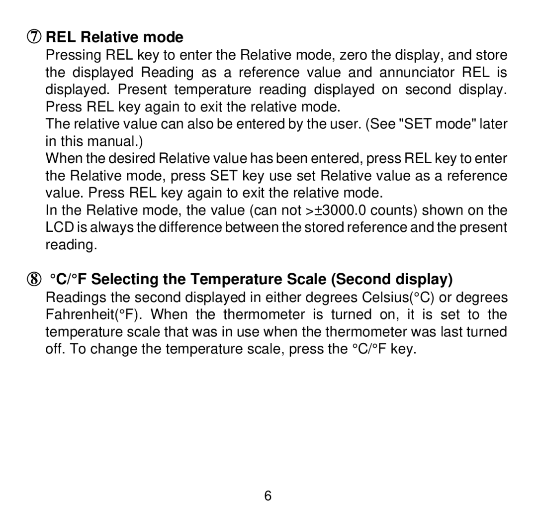 Omega Engineering HH505 manual REL Relative mode 