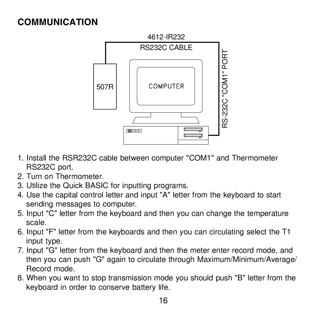 Omega Engineering HH507R manual Communication 