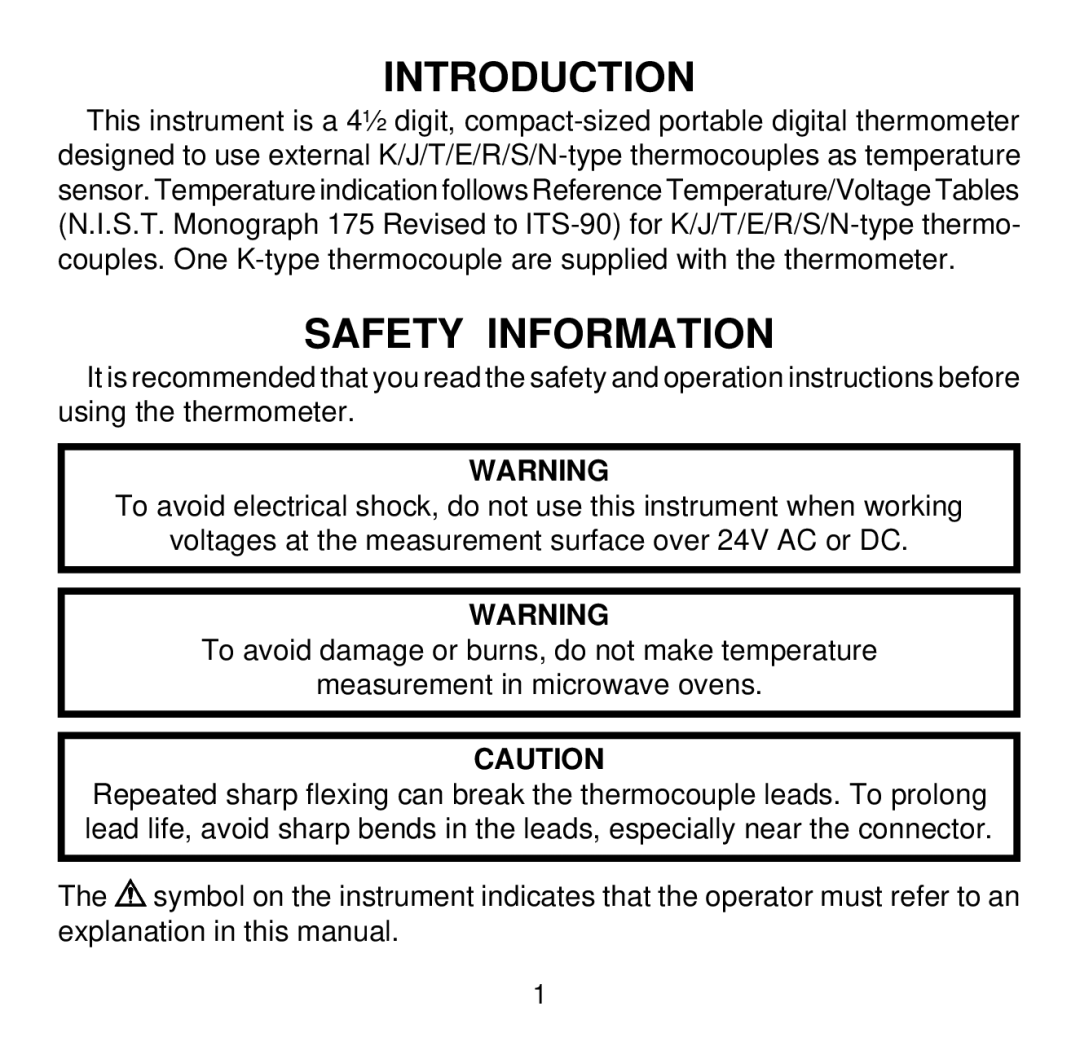 Omega Engineering HH507R manual Introduction, Safety Information 