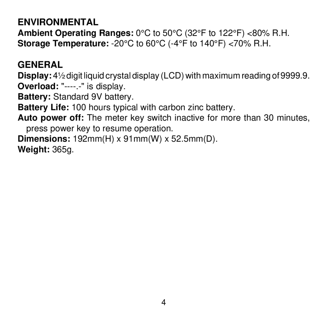 Omega Engineering HH507R manual Environmental 