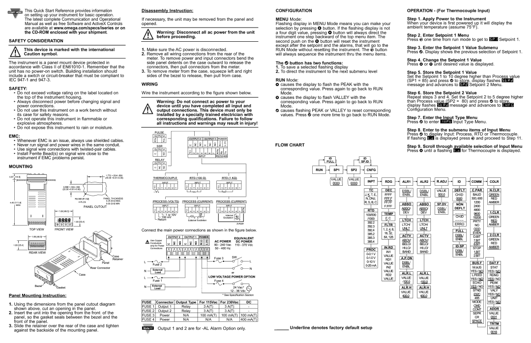 Omega Engineering I/32 warranty Safety Consideration, Emc, Mounting, Wiring, Configuration, Flow Chart 