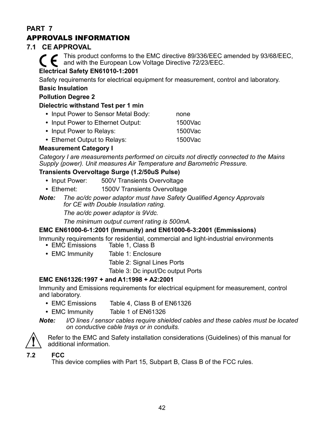 Omega Engineering i.BTX-M manual Part Approvals Information CE Approval, Measurement Category 