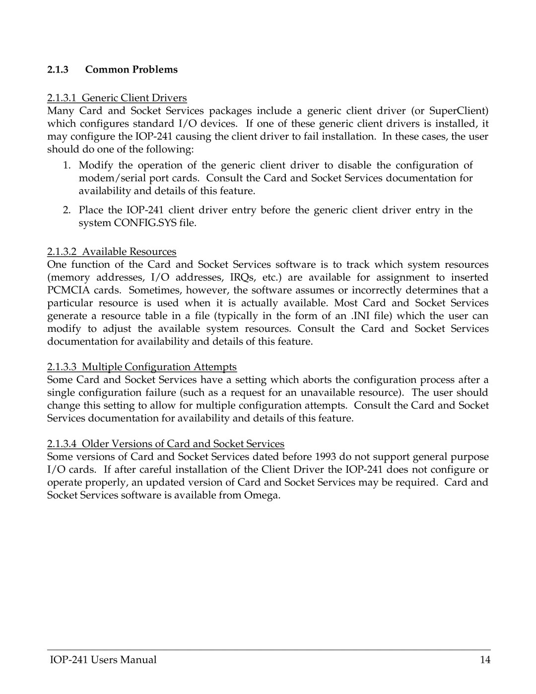 Omega Engineering IOP-241 user manual Common Problems 