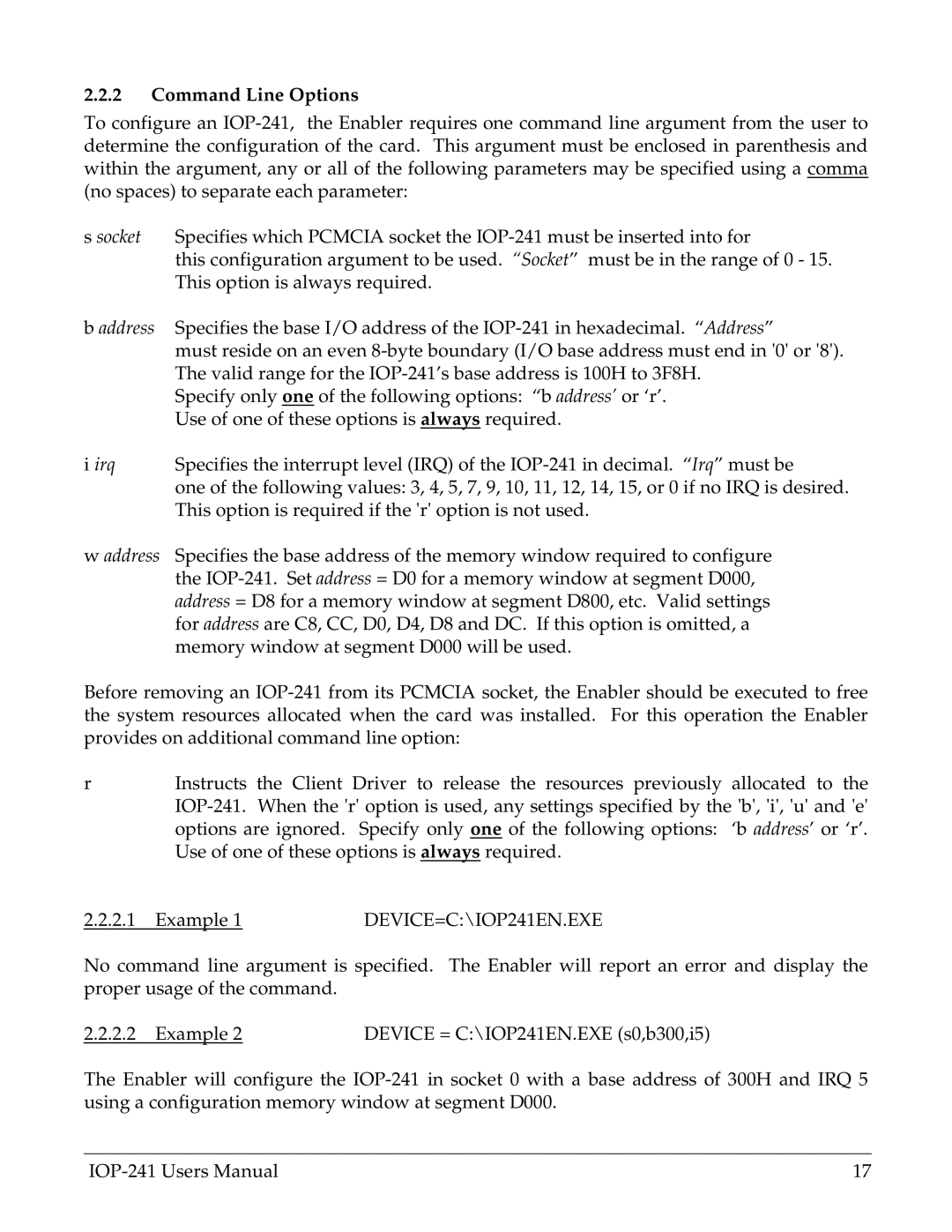 Omega Engineering IOP-241 user manual DEVICE=C\IOP241EN.EXE 