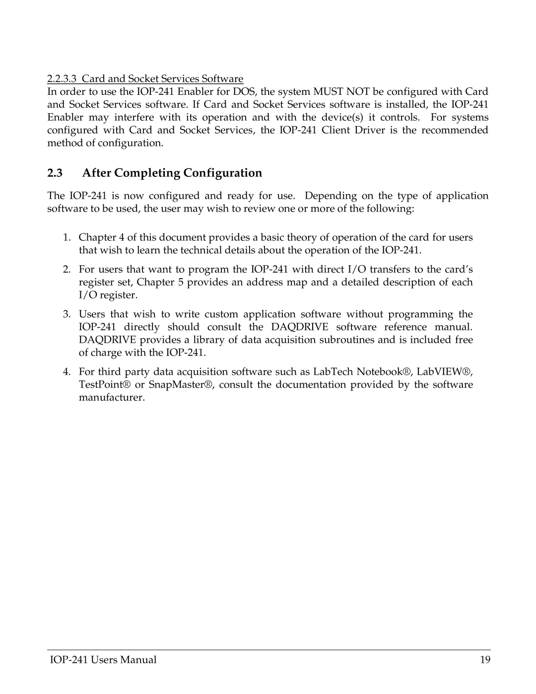 Omega Engineering IOP-241 user manual After Completing Configuration 