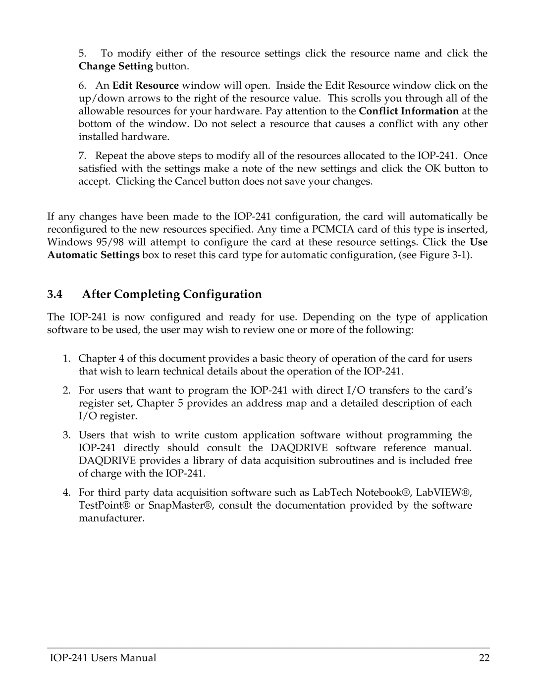 Omega Engineering IOP-241 user manual After Completing Configuration 