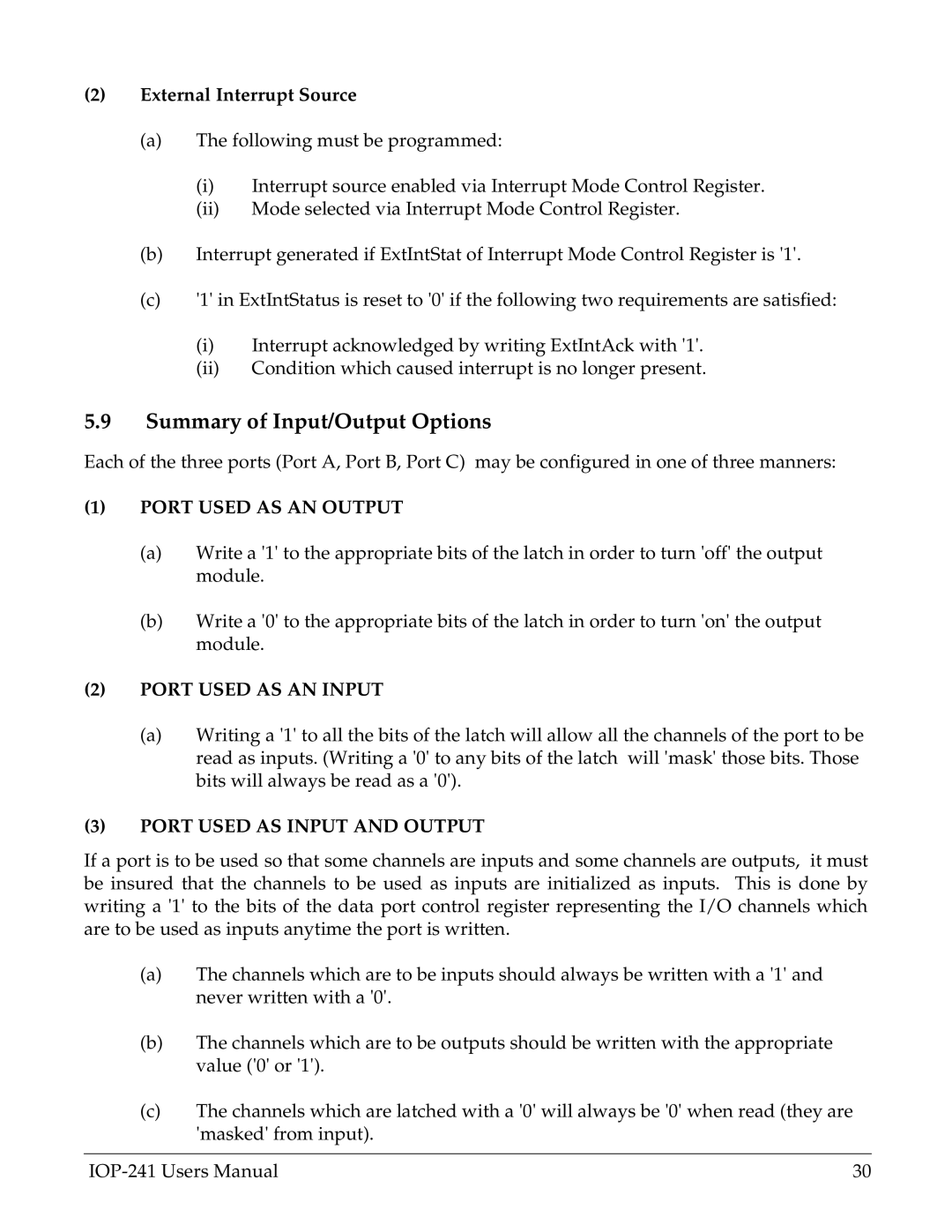 Omega Engineering IOP-241 user manual Summary of Input/Output Options, External Interrupt Source 