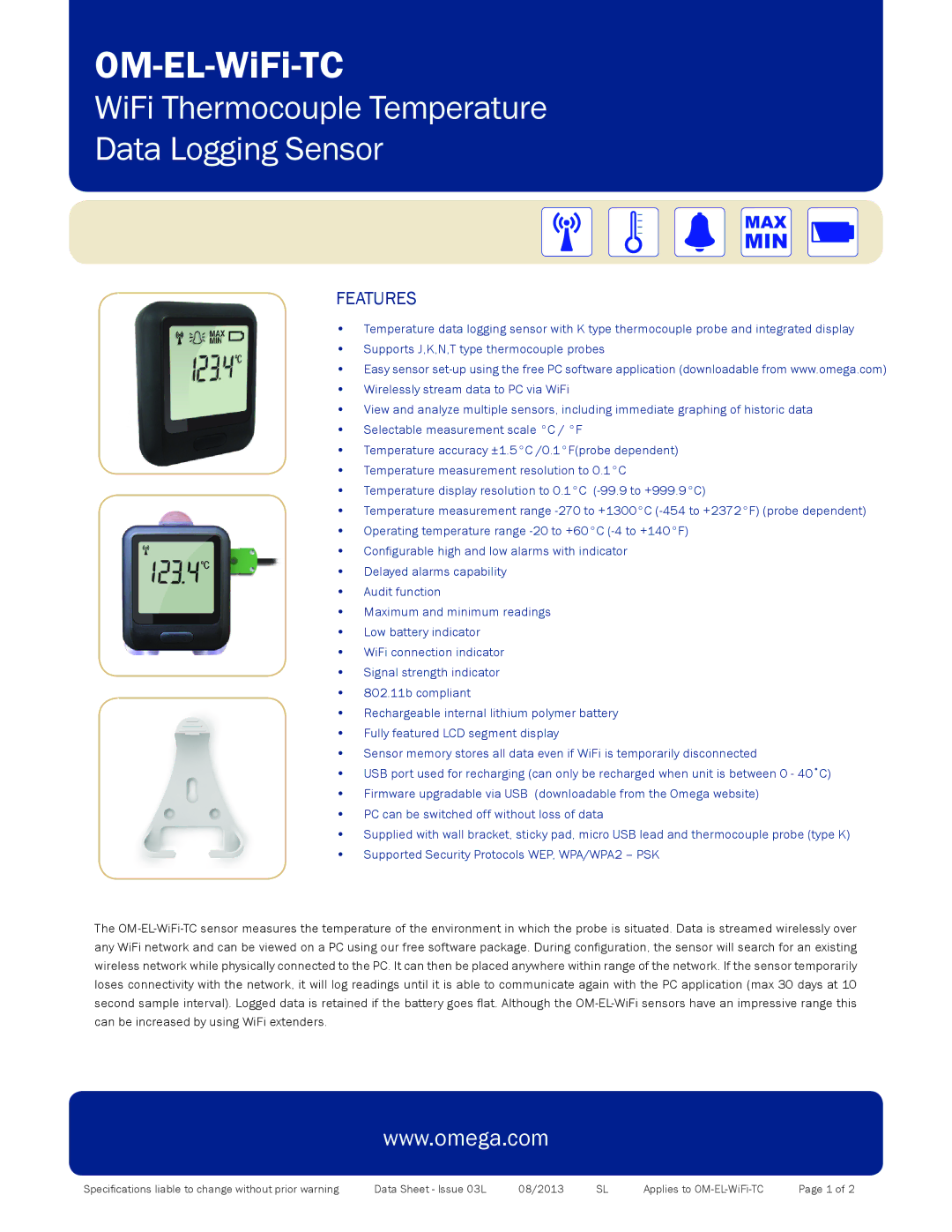 Omega Engineering ISD9001, ISO9001 warranty OM-EL-WiFi-TC 