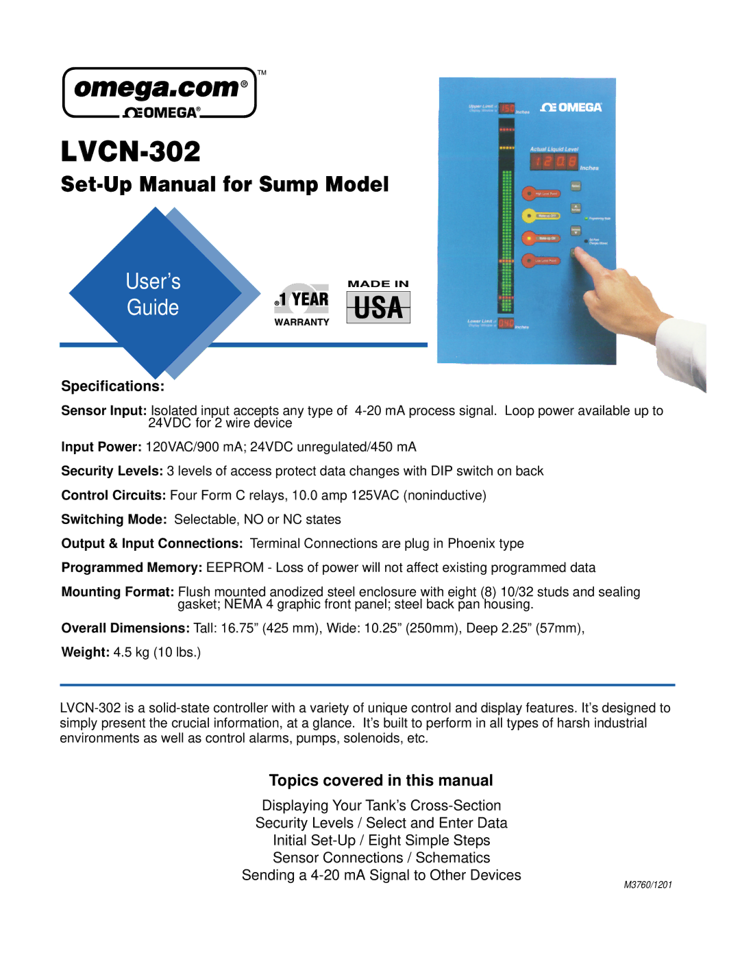 Omega Engineering LVCN-302 specifications 