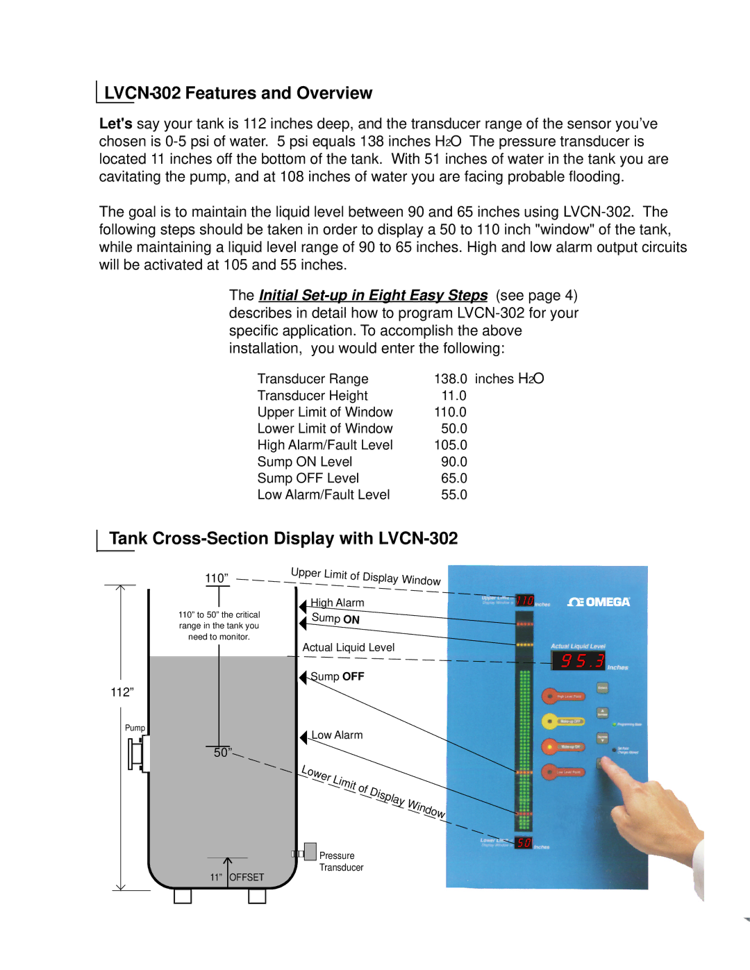 Omega Engineering specifications LVCN-302 Features and Overview, Tank Cross-Section Display with LVCN-302 