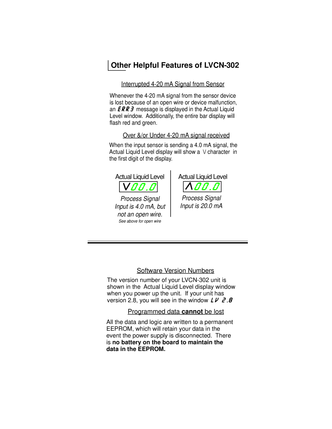 Omega Engineering specifications Other Helpful Features of LVCN-302 