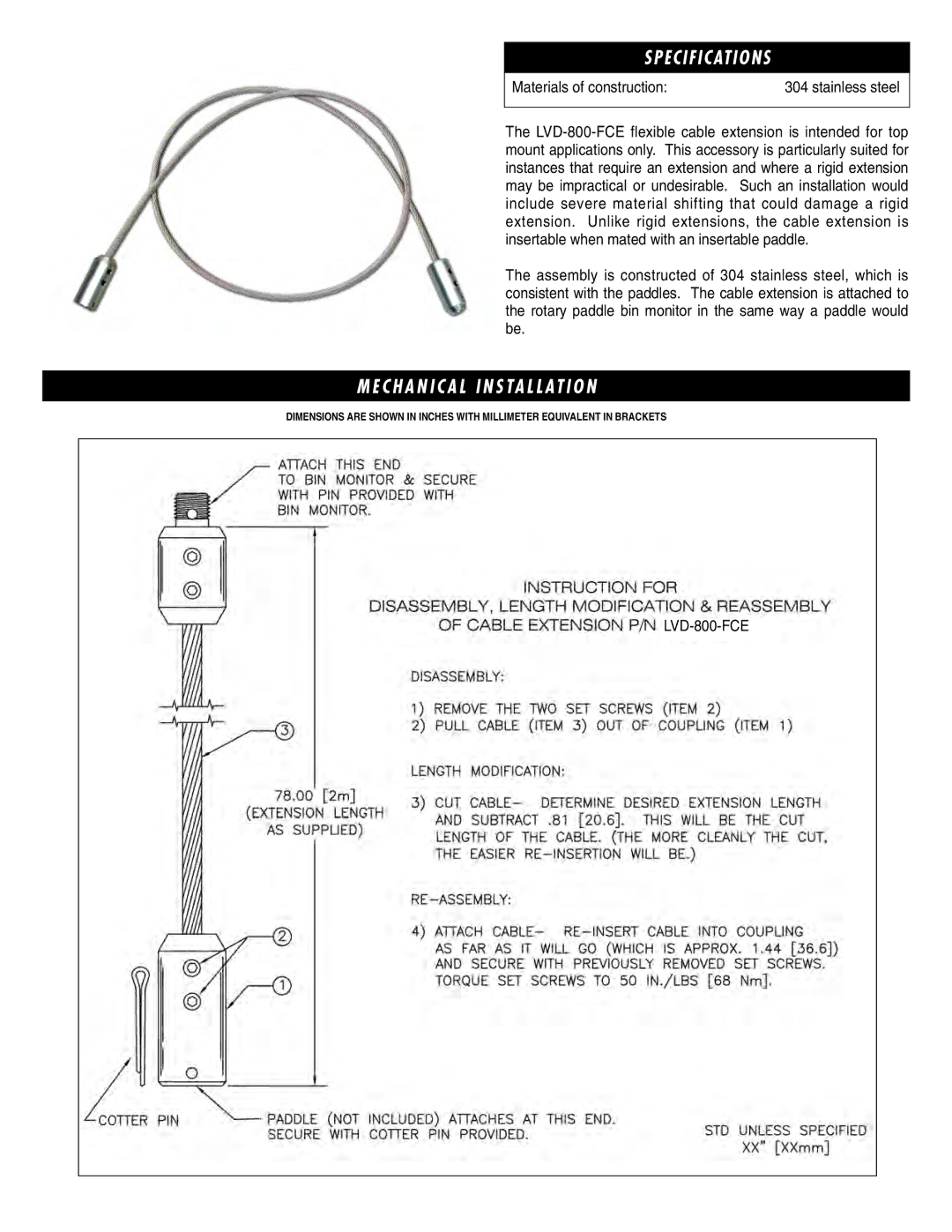 Omega Engineering LVD-800-FCE instruction sheet C H a N I C a L I N S TA L L AT I O N 