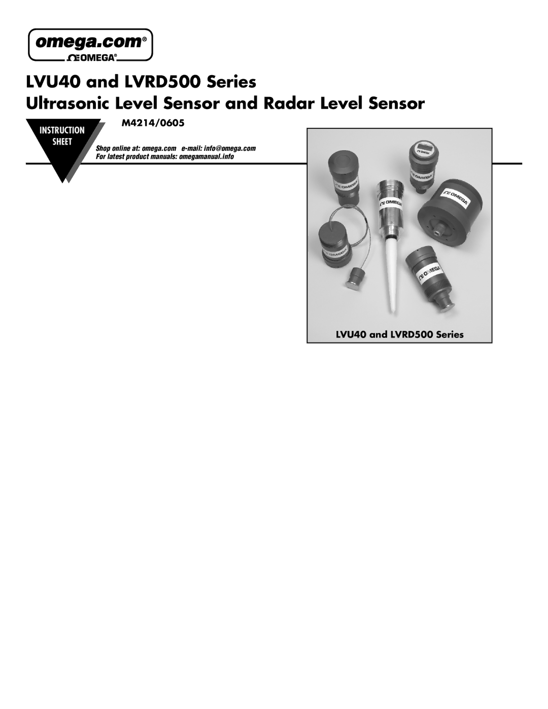 Omega Engineering LVU40, LVRD500 instruction sheet Instruction Sheet 