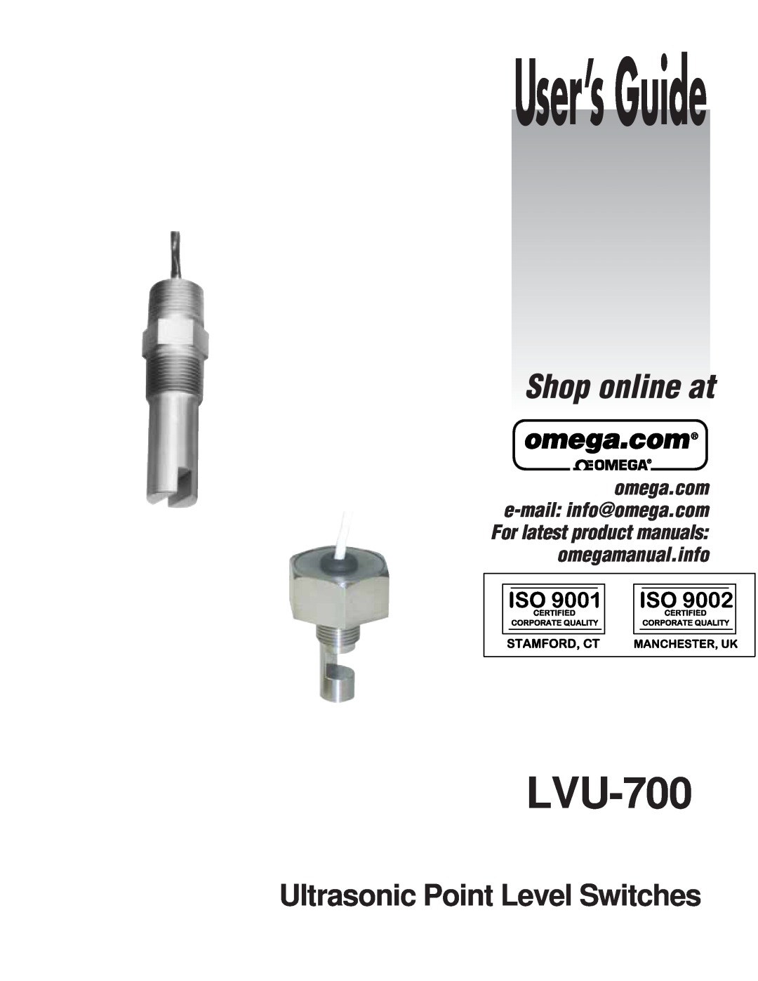 Omega Engineering LVU-700 manual User’s Guide, Shop online at, Ultrasonic Point Level Switches 