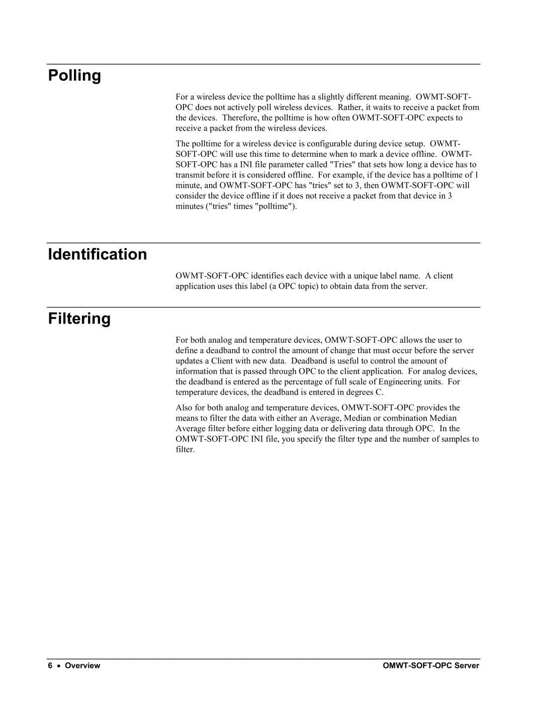 Omega Engineering M-4066 manual Polling, Identification Filtering 