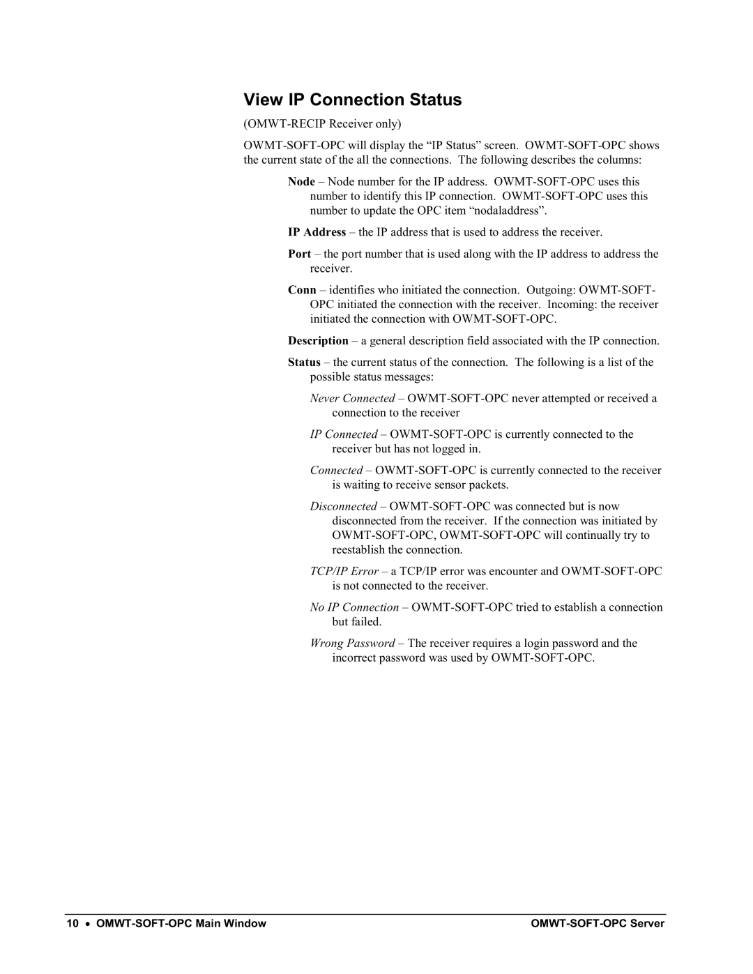 Omega Engineering M-4066 manual View IP Connection Status 