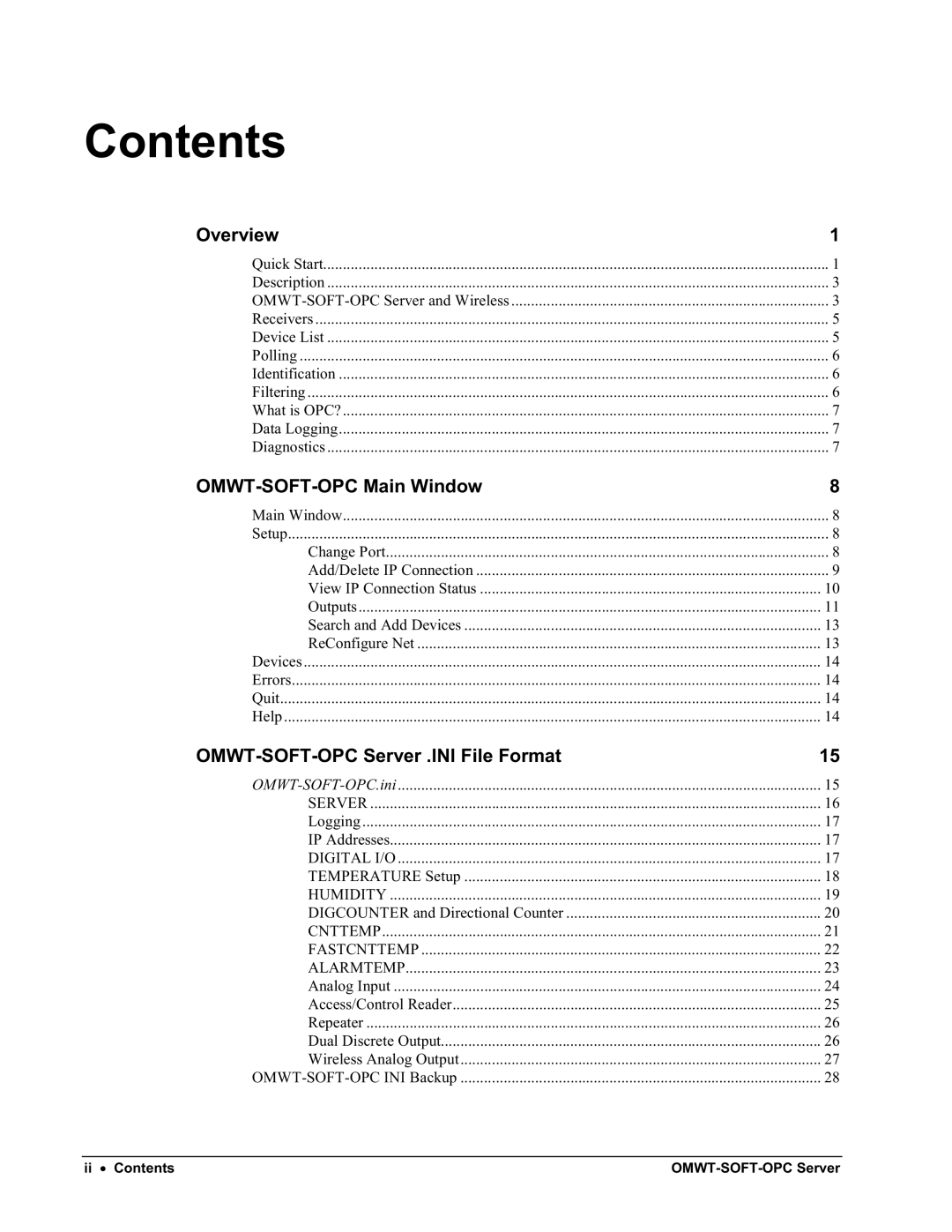 Omega Engineering M-4066 manual Contents 