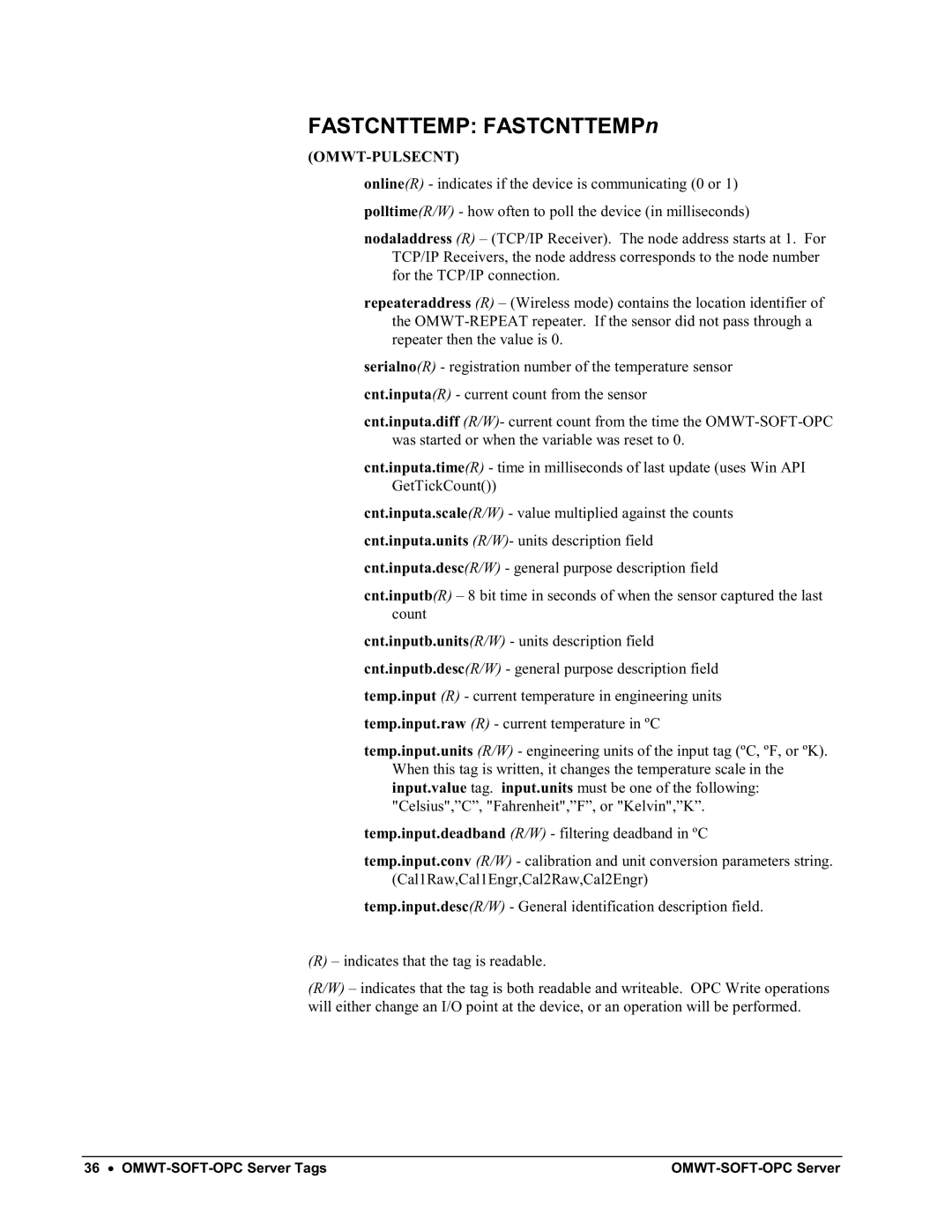 Omega Engineering M-4066 manual Fastcnttemp FASTCNTTEMPn, Omwt-Pulsecnt 