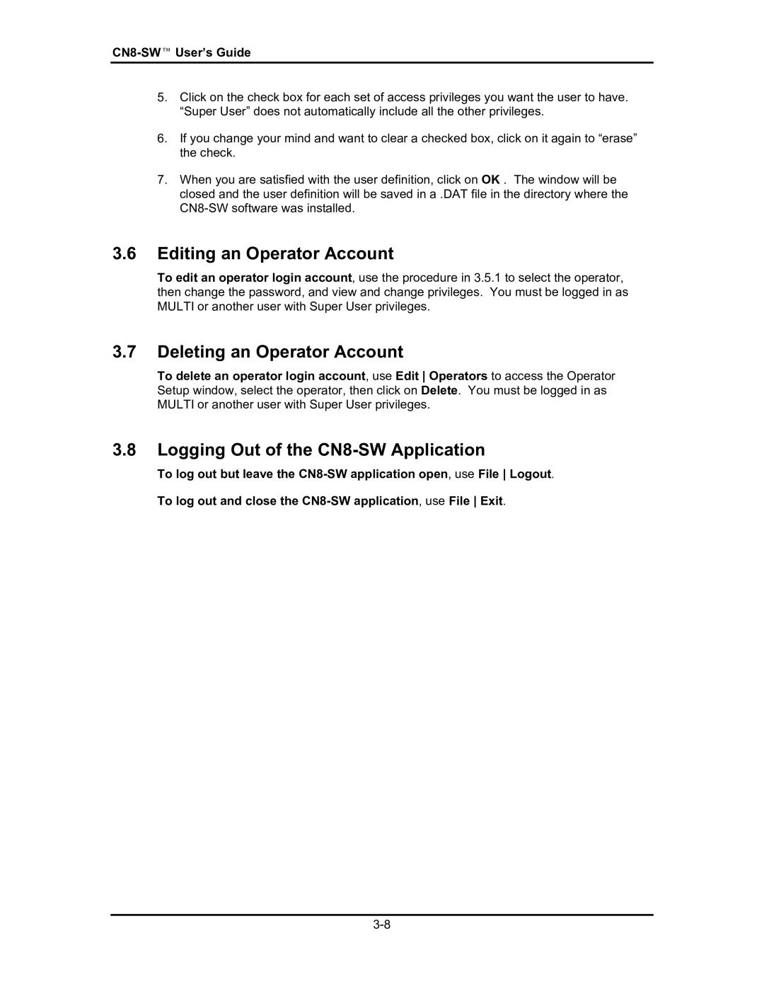 Omega Engineering #M3350/0101 manual Editing an Operator Account, Deleting an Operator Account 