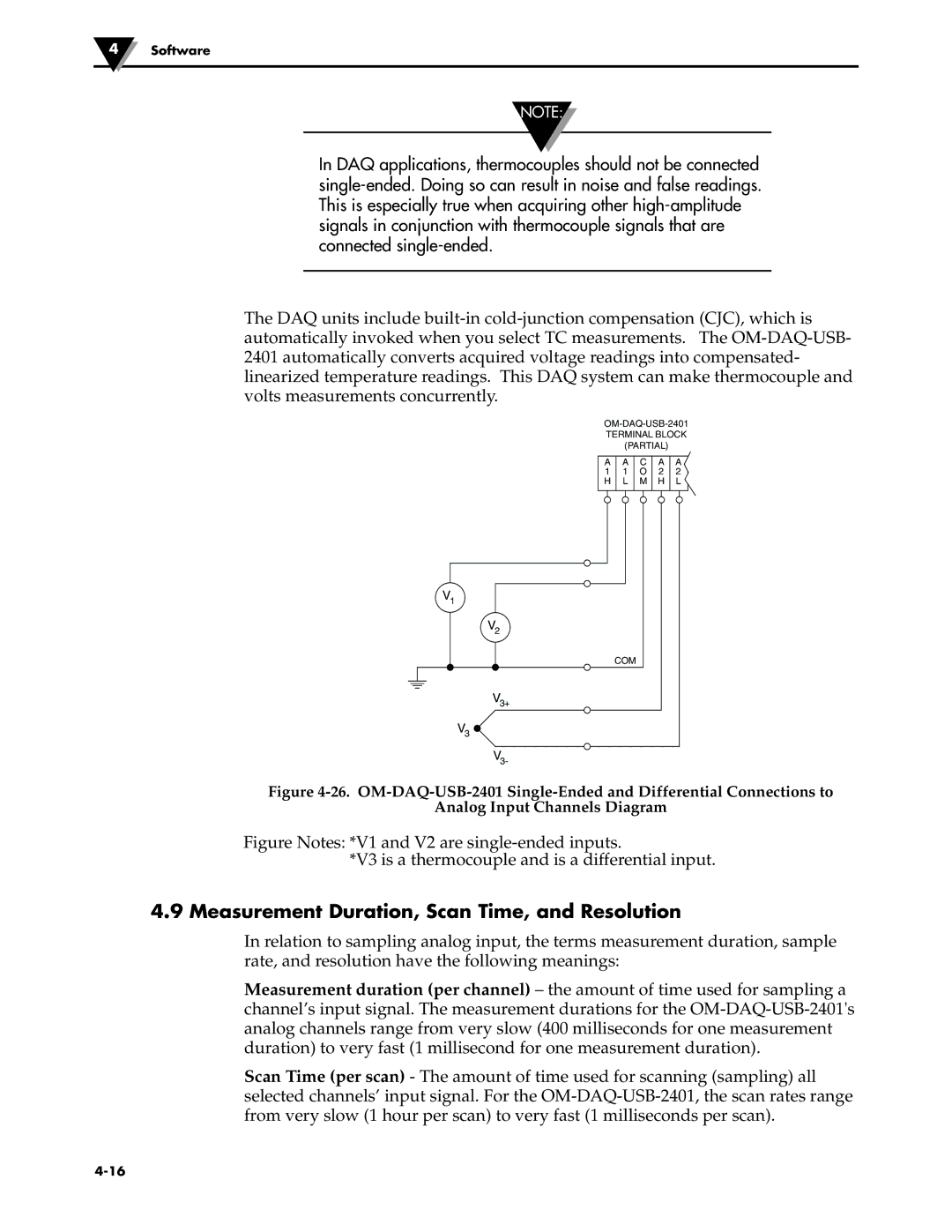 Omega Engineering OM-DAQ-USB-2401 manual Measurement Duration, Scan Time, and Resolution 