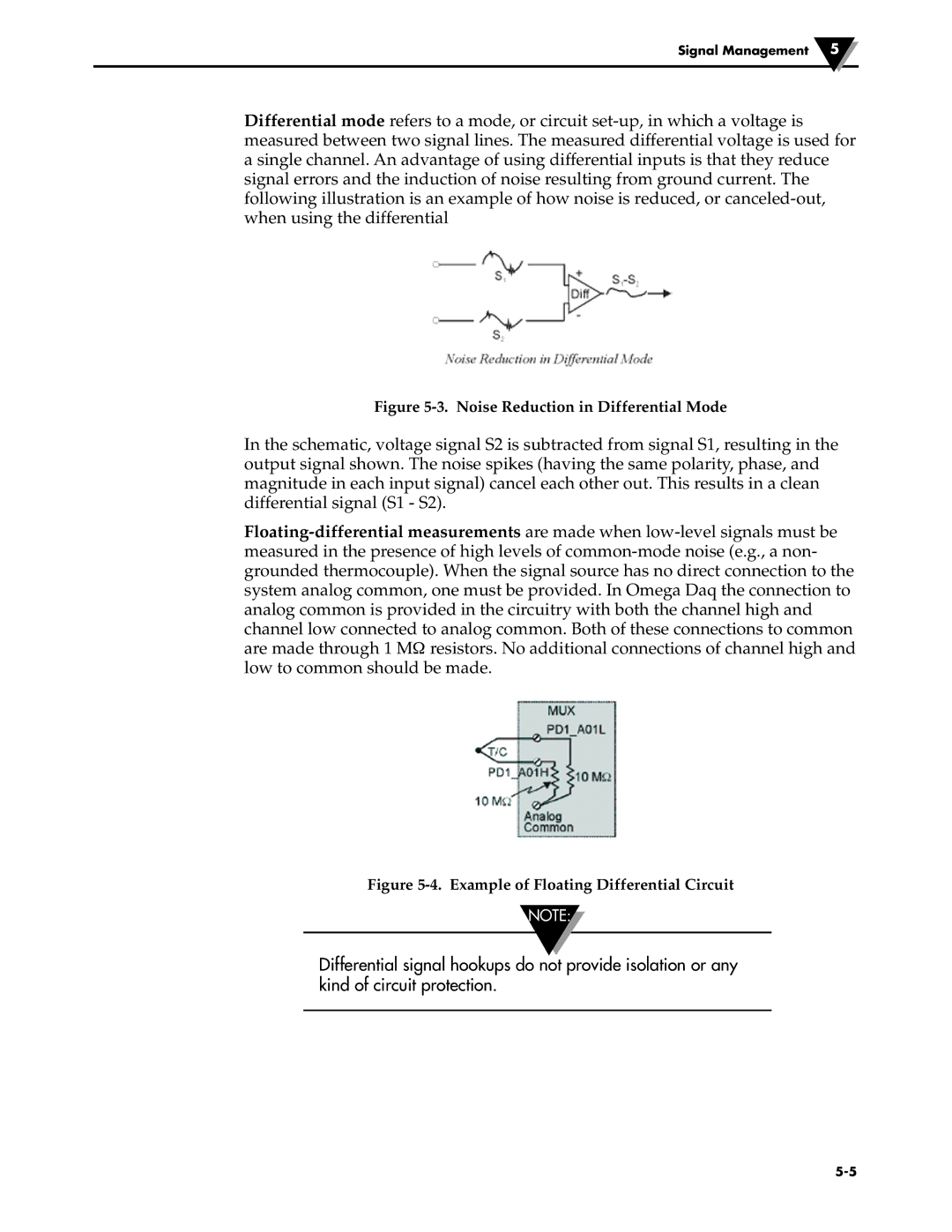 Omega Engineering OM-DAQ-USB-2401 manual Noise Reduction in Differential Mode 