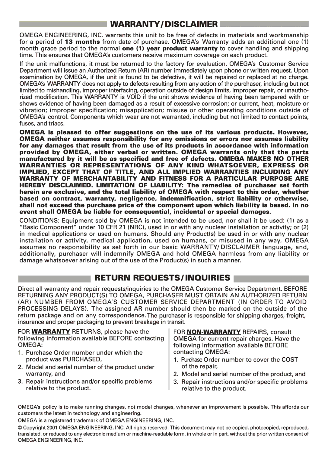 Omega Engineering OM8800D, OM8828, OM8829, OM88128 manual 