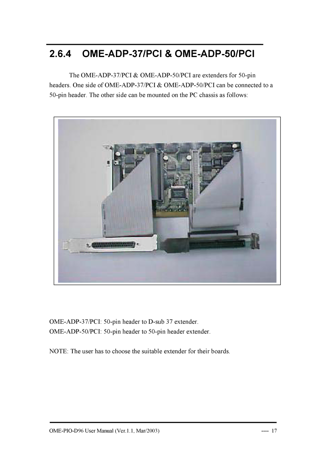 Omega Engineering OME-PIO-D96 manual OME-ADP-37/PCI & OME-ADP-50/PCI 