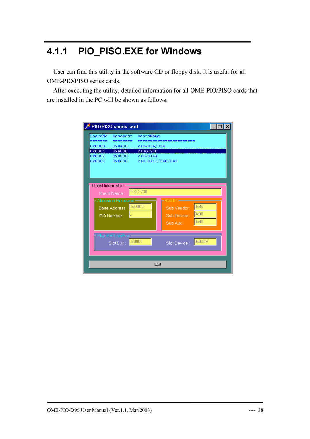 Omega Engineering OME-PIO-D96 manual PIOPISO.EXE for Windows 