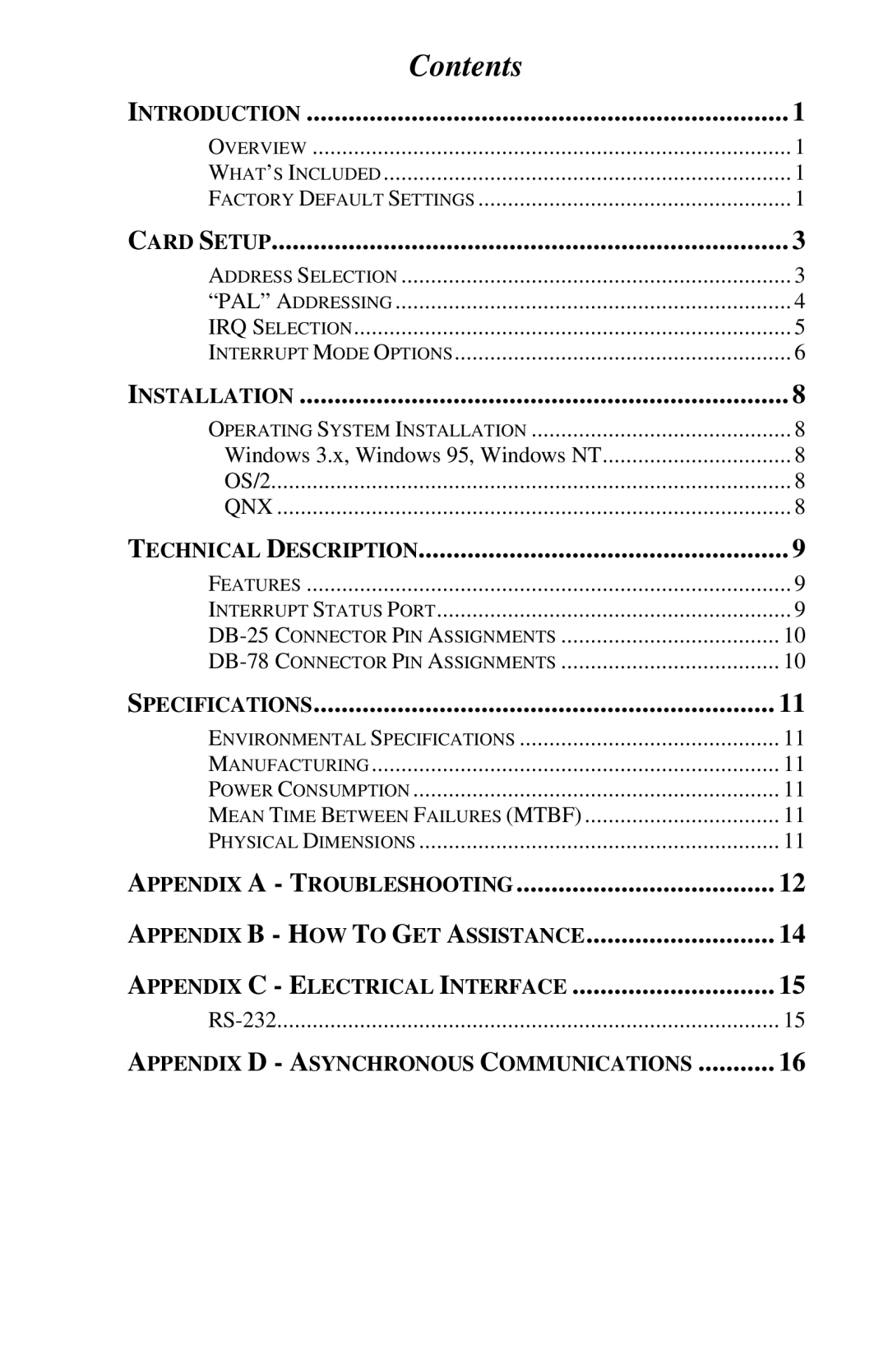 Omega Engineering OMG-COMM8-A appendix Contents 