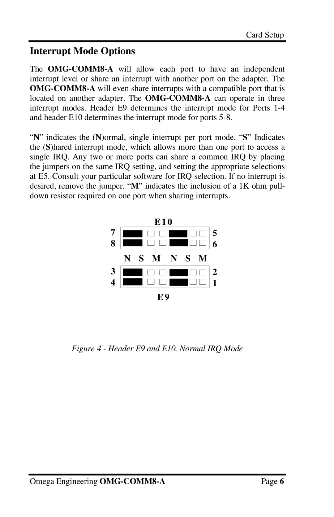 Omega Engineering OMG-COMM8-A appendix Interrupt Mode Options, M N S M 